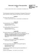 Articles of Incorporation Page 1, Florida, USA.